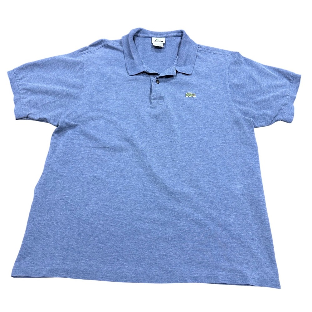 Lacoste Mens Blue Heather Pique Cotton Polo Shirt Size 7 XXL Short Sleeve 5191L